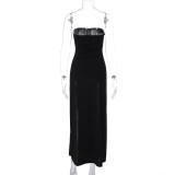 2561 Solid Elegant Zipper Slit Split Adjustable Midi Women'S Dresses 2023 Summer Evening Party Club Prom Lady American Clothing