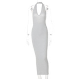 B5255-women clothes summer halter backless maxi dress ladies party sleeveless tight dress