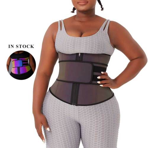 in stock reflective wholesale steel bone high waist slimming tummy control latex waist trainer