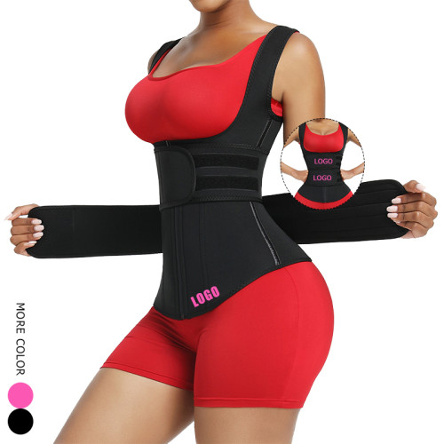 HEXIN New Custom Logo Compression Double Strap Neoprene Workout Sauna Tops Women Waist Trainer Vest