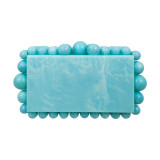 2023 Fashion Acrylic women luxury box shape pearl small square dinner party handbag clutch purse