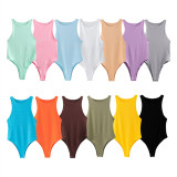 Y2K Sexy Sleeveless Slim Fit Bodysuit Women's Top Fashion Solid Color Tight Tank Top Women