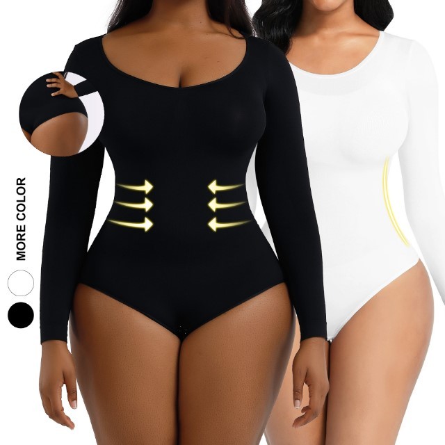 S5129 One-piece Shapewear Belly-lifting Shaping Jumpsuit Women's Tight-fitting Long Sleeved Slim Bodysuit