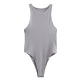 Y2K Sexy Sleeveless Slim Fit Bodysuit Women's Top Fashion Solid Color Tight Tank Top Women