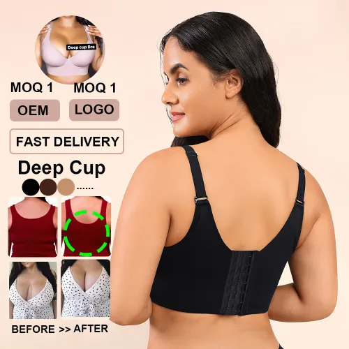 HEXIN Filift Uplifting Seamless Body Shapewear With Bra Deep Cup Full Coverage Bra Hide Back Seamless Push Up Bra