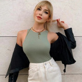 Hot Sales New round neck sleeveless slim-fit sexy sling fashion tight jumpsuit women's clothing