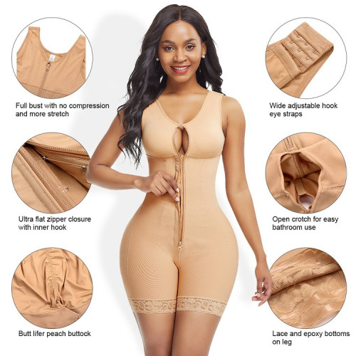 HEXIN In Stock Skin Zipper With Hooks High Tummy Control Slimming Post Sugery Body Shaper