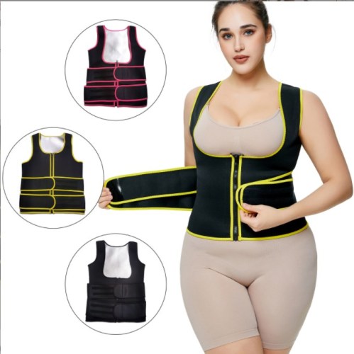 Customized Logo Sauna Sweat Vest Waist Trainer Private Label Neoprene Double Strap Waist Trainer vest