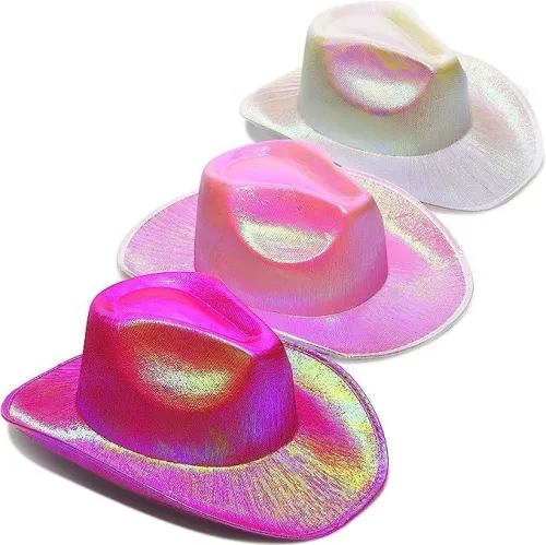Neon Glitter Space Cowboy Hat Sequin EDC Cosplay costume Hats- Fun Metal Holographic party Disco Cowgirl hat