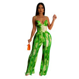 women tie dye multi fringe beach 2 two piece print tank top and pants set plus size fringes bodysuit set for women with fringe