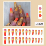 3D Flaming Cherry Fakenails Set Press On Faux Ongles French Long Coffin Tip DIY Manicure Supplies Leopard Design False Nail Kit
