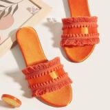 Bulk Wholesale Satin Lilac Sandals Slides Shoes Tassel Outdoor Slippers Shoes Tassel Sandals For Women Casual Shoes For Ladies