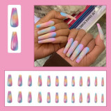 Pink fur Ball Diamond Ballerina Long Press On False Nails Patch Heart Shape Fake Nails Sets Wearable Full Cover Art Tips