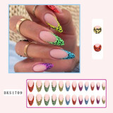 Luxury long ballerina pearl rhinestone fake false nails colorful butterfly press on nails