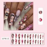 Luxury long ballerina pearl rhinestone fake false nails colorful butterfly press on nails