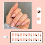 Lirches long ballerina rhinestone diamond artificial false nails pink butterfly printed press on nails