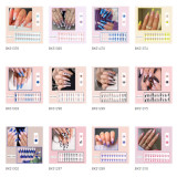 Lirches long ballerina rhinestone diamond artificial false nails pink butterfly printed press on nails