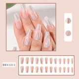 Luxury long ballerina pearl rhinestone fake false nails colorful butterfly press on nails