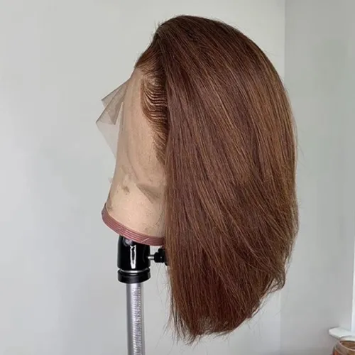 12A Pixie Bob 4# Brown With 13*4 Frontal Human Hair Indian