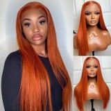 12A Human Hair 350# Orange Color 13*4 Lace Frontal Straight