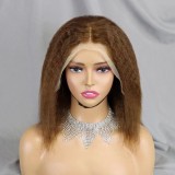 12A Kinky Straight Red 99j Bob 13*4 Frotal Human Hair Wig