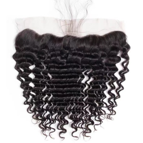 Human Hair Deep Wave 13*4 Frontal Lace Closures Curly Hair