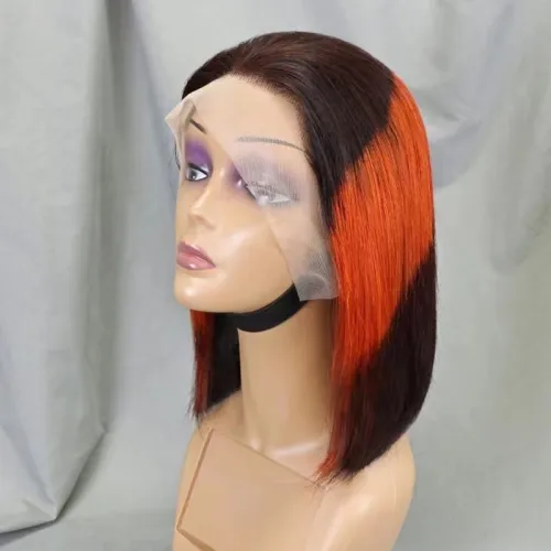 12A Orange Brown Bob With 13*4 Frontal Brazilian Hair Wig