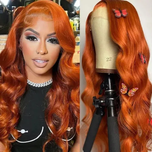 12A Brazilian 350# Orange 13*4 Frontal Lace Wig Human Hair