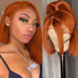 12A Human Hair 350# Orange Lace Bob 13*4 Frontal Wig