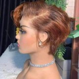 12A Pixie Bob 4/350 With 13*4 Frontal  Human Hair 100% Wig