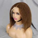 12A Kinky Straight Red 99j Bob 13*4 Frotal Human Hair Wig