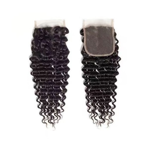 Human Hair Deep Wave Curly 4*4 Lace Closures Brazilian
