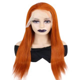 12A Human Hair 350# Orange Color 13*4 Lace Frontal Straight