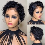 12A Pixie Short Cut Curly Wig 13*4 Frontal Virgin Human Hair