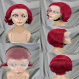 12A Raw Brazilian 13*4 Frontal Red Color Bob Human Hair Wig