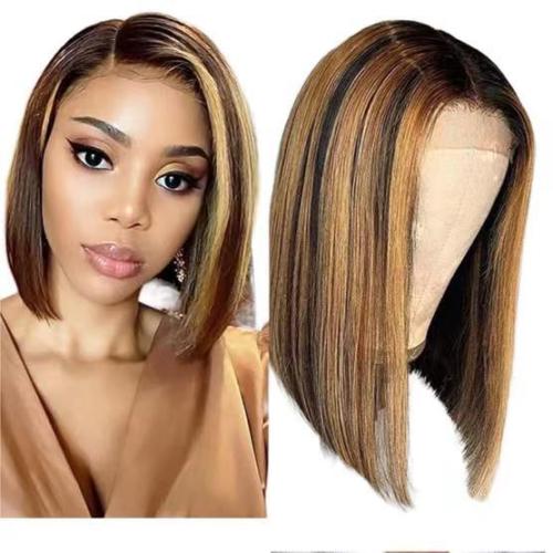 Baolingshop 12A Brazilian Piano 4/27 Straight Bob With 13*4 Lace Wig