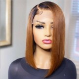 12A Human Hair Bob 1B/30 Color 13*4 Frontal Lace Wig Indian