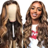 12A Highlight Piano 4/27 Body Wave Wig 13*4 Lace Human Hair