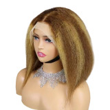 12A Kinky Straight Bob 13*4  Lace Frontal Brazilian Hair wig