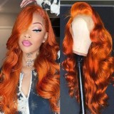 12A Brazilian 350# Orange 13*4 Frontal Lace Wig Human Hair