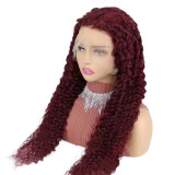 12A Burgundy 99j Deep Wave Wig 13*4 Lace Human Hair Curly