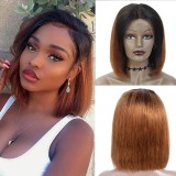 12A Human Hair Bob 1B/30 Color 13*4 Frontal Lace Wig Indian