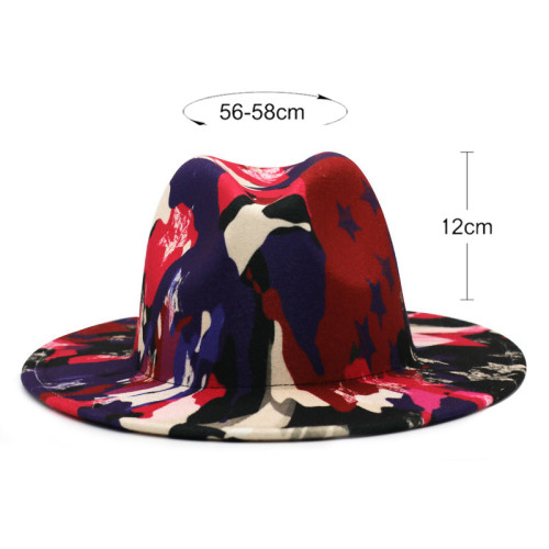 Tie deyed  fedoras fashion hat  felt hat for women color mixed jazz hat fedora hat white with pink color fedoras