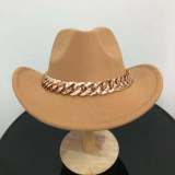Men's Wool Felt Western Cowboy Hat Ladies Men's Rolled Brim Cowgirl Jazz Hat with Leather Fedora Knight Hat Large Panama