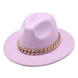 Factory price Fedora wholesale ladies jazz hat autumn and winter British style big chain retro top hat ladies felt gentleman