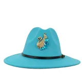 Black Fedoras Short brim Hat Swan 2023 New Men's Felt Hat Jazz Hat Church Hat British Women's Fedoras Men's Hat