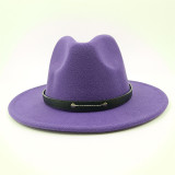 Fedora Hat Lake Blue Men's Hat Ladies Felt Jazz Belt Accessories Panama Fedora Hat шляпаженская