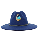 Black Fedoras Short brim Hat Swan 2023 New Men's Felt Hat Jazz Hat Church Hat British Women's Fedoras Men's Hat