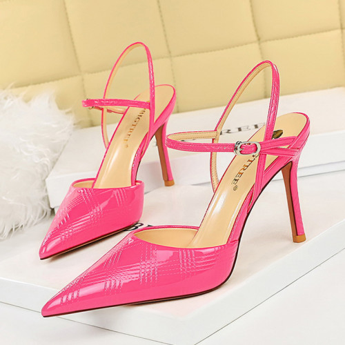 2023 Summer Elegant Women 9.5cm Stripper High Heels Wedding Sandals Pointed Toe Rose Green Sandals Party Prom Shoes Plus Size