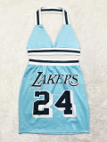 New Women Skirt Sets Basketball Star Number Printing Dress sets Sexy Beach Sleeveless Hanging Neck Club Outfits Two-Piece Sets